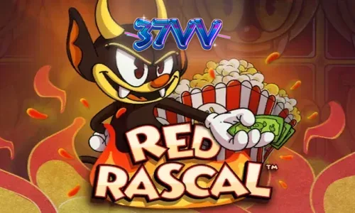 Interface colorida do jogo de slot Red Rascal com o personagem principal